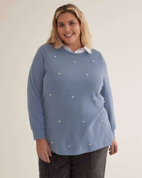 Long-Sleeve Sweatshirt with Pearls