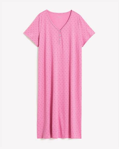 Heather Knit Short-Sleeve Long Sleepshirt - ti Voglio