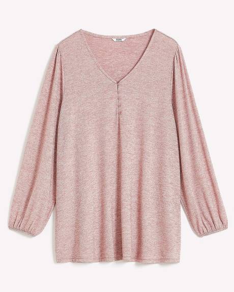 Long Ballon Sleeve Swing Knit Top