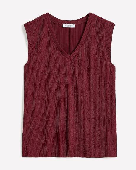 Textured Knit V-Neck Top - Addition Elle