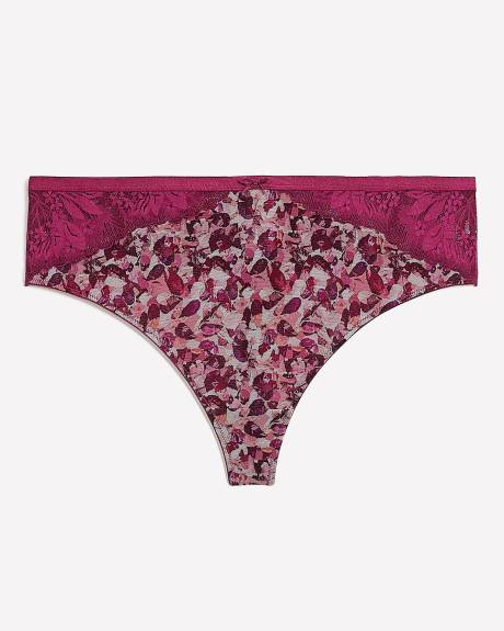 Printed Mesh Thong with Lace - Déesse Collection