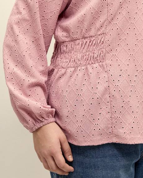 V-Neck Trop with Smocking at Waist