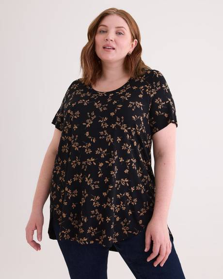 Responsible, Printed Modern Short-Sleeve Scoop Neck Tunic