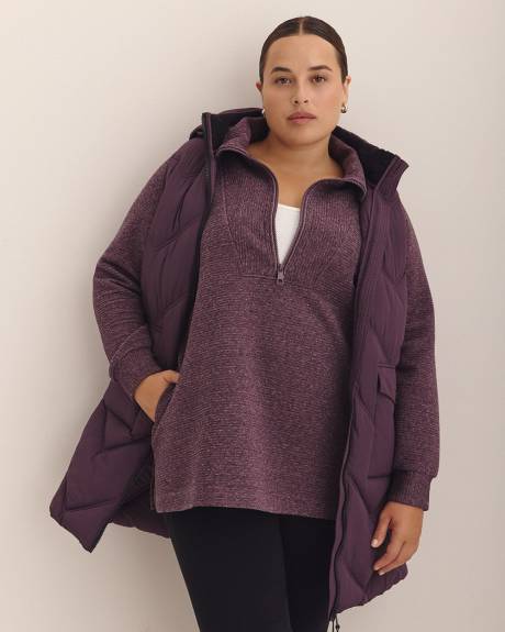 Heather Half-Zip Ottoman Tunic Sweatshirt - Active Zone