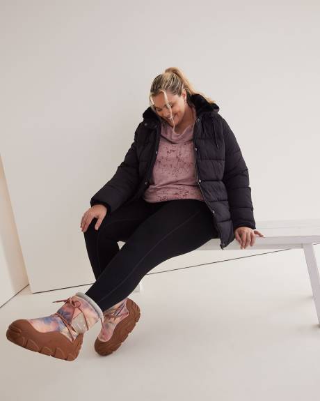 Manteau d'hiver matelassé noir, tissu responsable - Active Zone