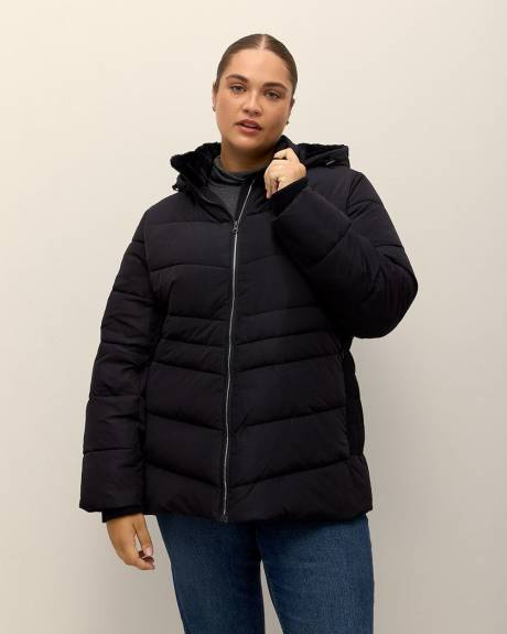 Manteau d'hiver matelassé avec côtés froncés