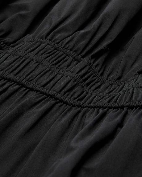 Robe longue sans manches à smocks en popeline