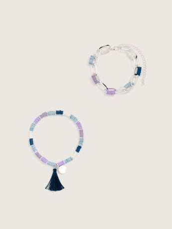Colourful Bead Bracelets, Set of 2