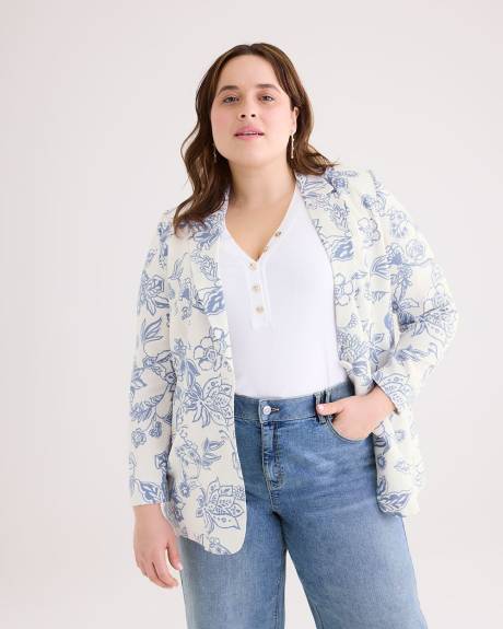 Printed Linen Blend Blazer