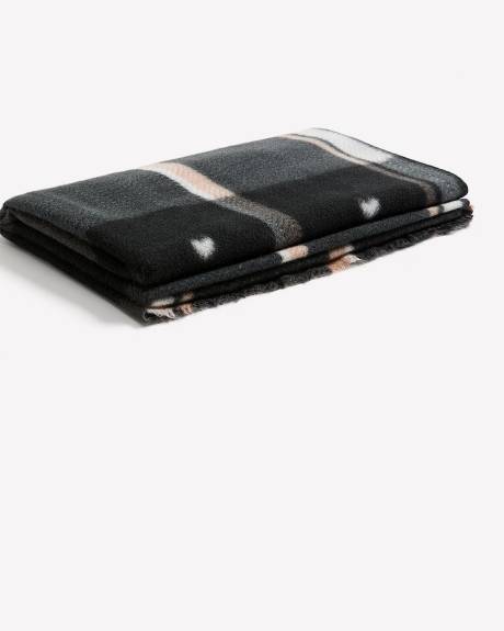 Large Plaid Scarf with Hearts