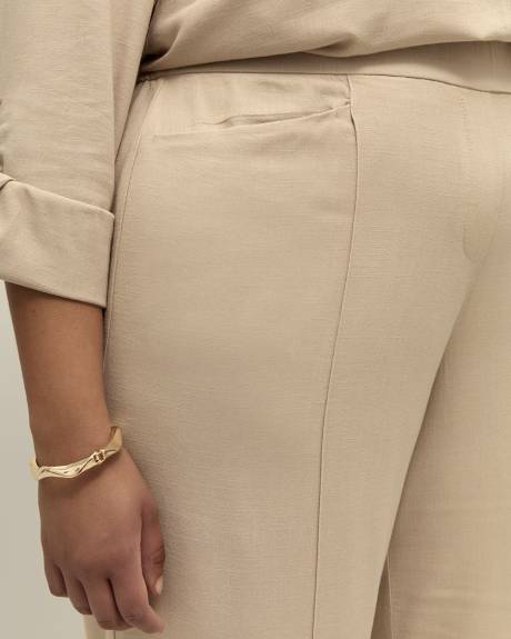 Pantalon court à jambe large en mélange de lin