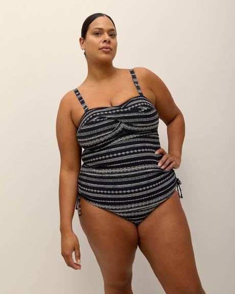 Striped Twisted Bandeau Tankini Top