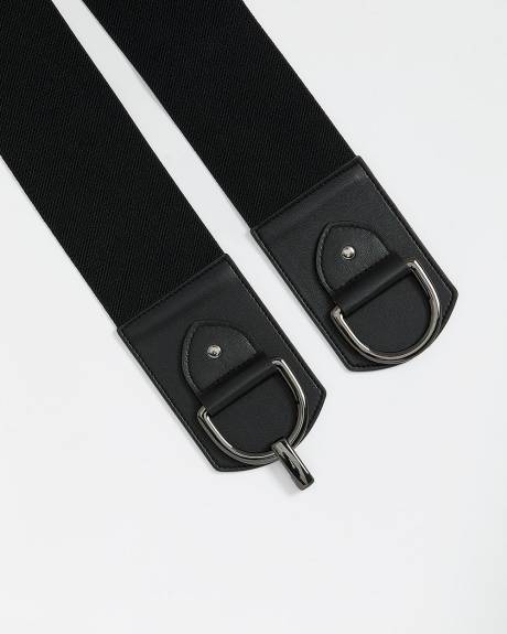 Black Elastic Waist Belt with Hook Closure