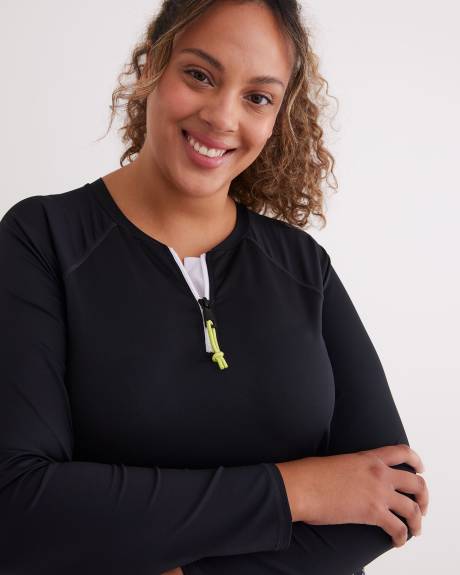 Long-Sleeve Rashguard with Built-In Bra - Active Zone