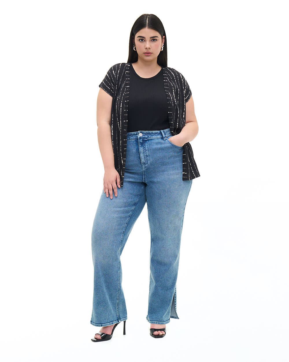 Extended-Sleeve Knit Top with V Neckline - Addition Elle