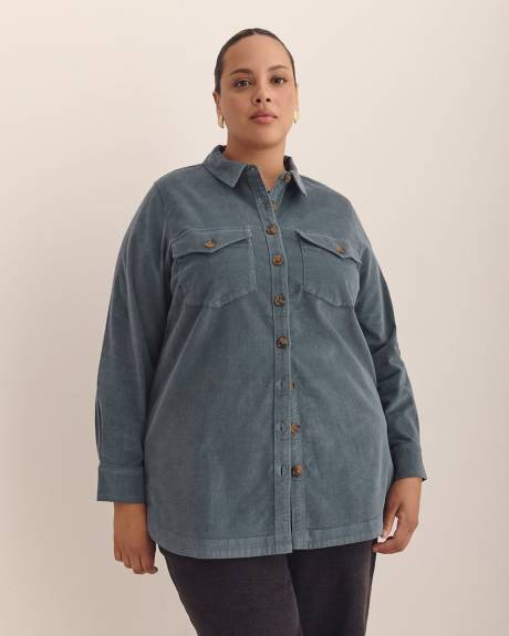 Corduroy Buttoned Down Shirt with Patch Pockets