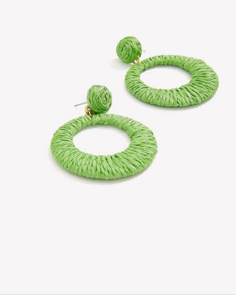 Green Straw Hoop Earrings - Addition Elle