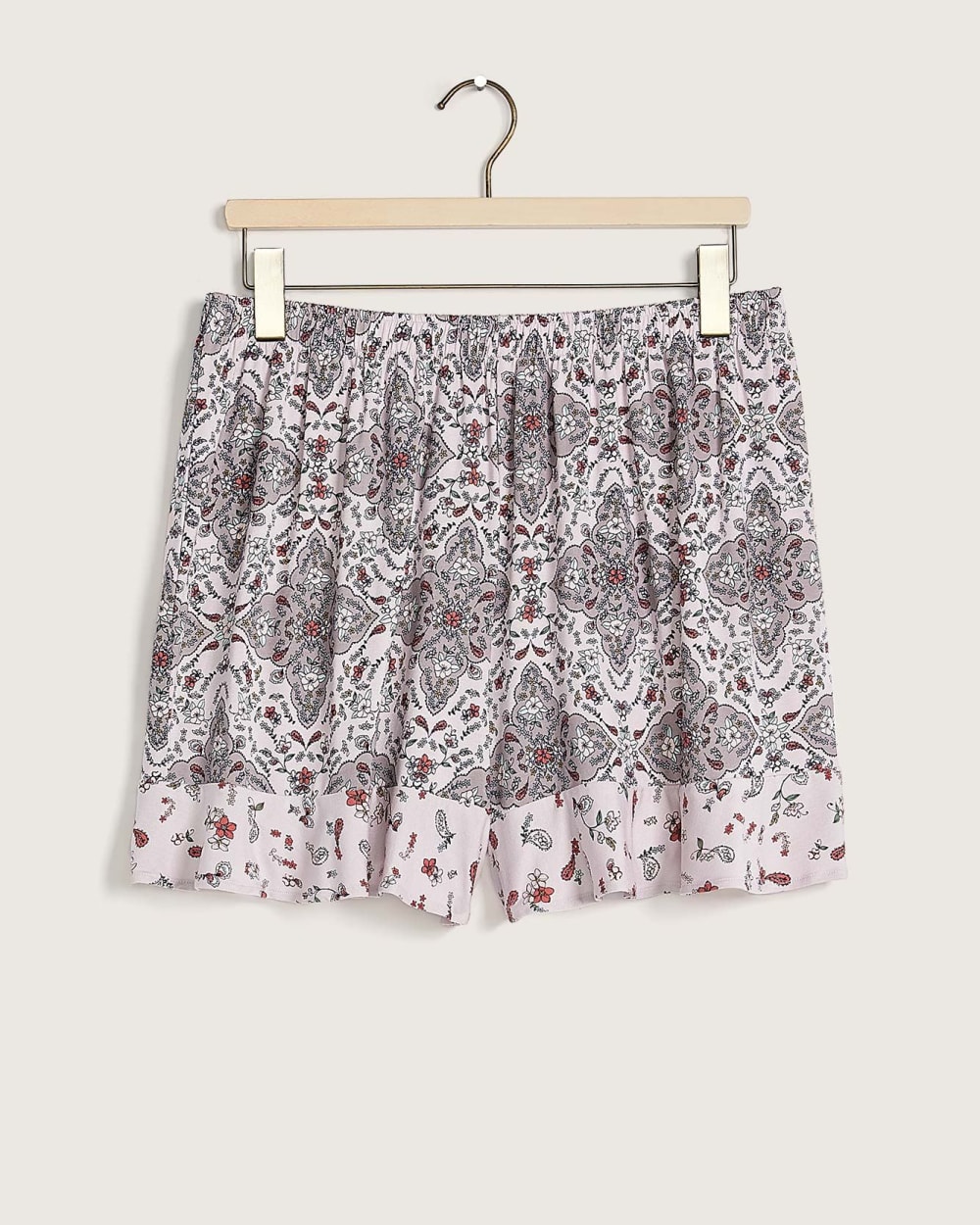 Short de pyjama avec ourlet à volants, imprimé boho, tissu responsable – Déesse Collection