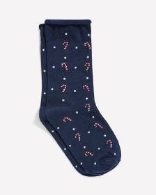 Blue Crewsocks with Candy Cane Print