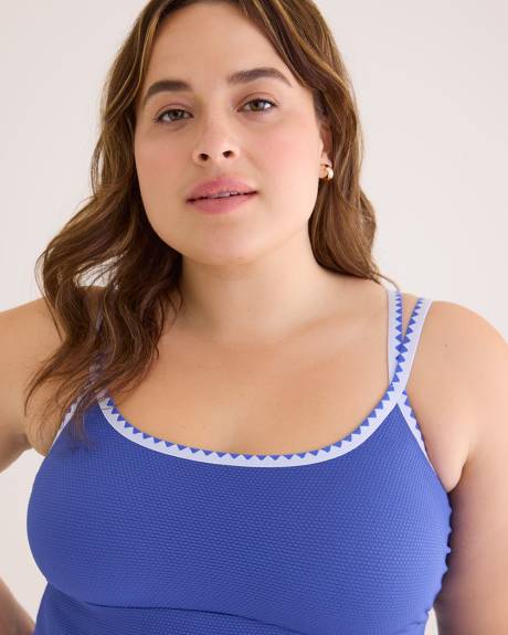 Textured Tankini with Geometric Double Straps