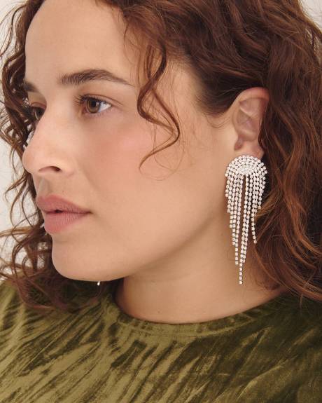 Pendants d'oreilles argentés sertis de strass - Addition Elle
