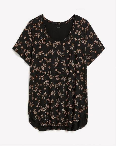 Responsible, Printed Modern Short-Sleeve Scoop Neck Tunic