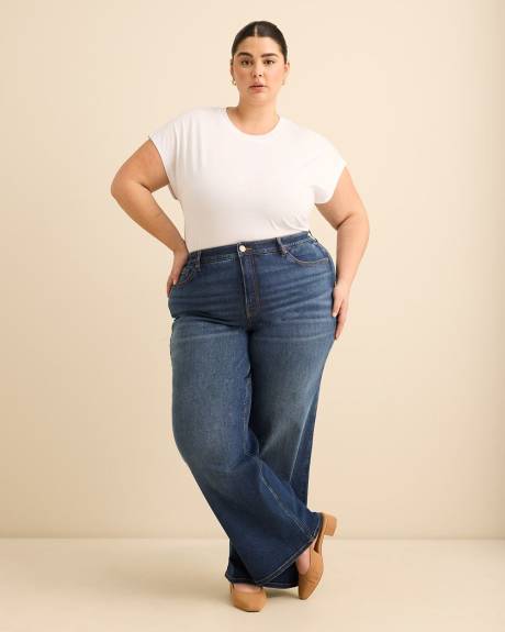 Petite, Classic-Fit Wide-Leg Mid-Rise Jean with Tummy Control - d/C JEANS