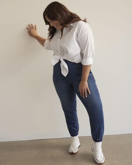 Medium Wash Knit-Like Denim Jogger, 1948 Fit - d/C JEANS