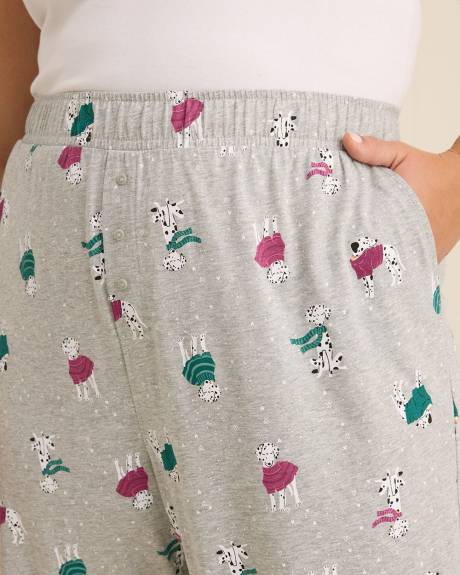 Grey Dalmatian-Print Heather Knit Pyjama Pant - ti Voglio
