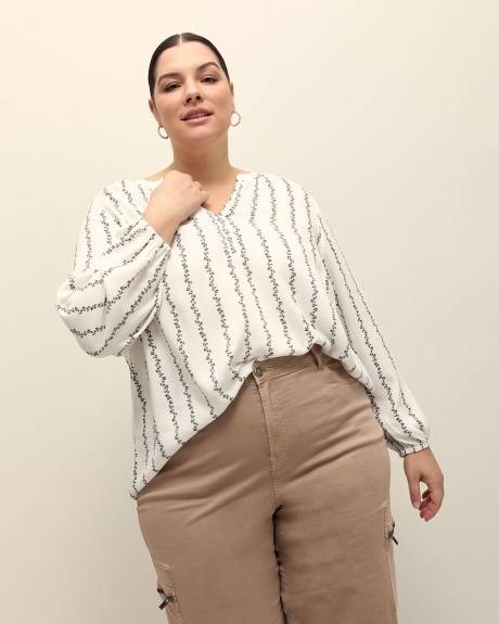 Blouse bohème à rayures fleuries