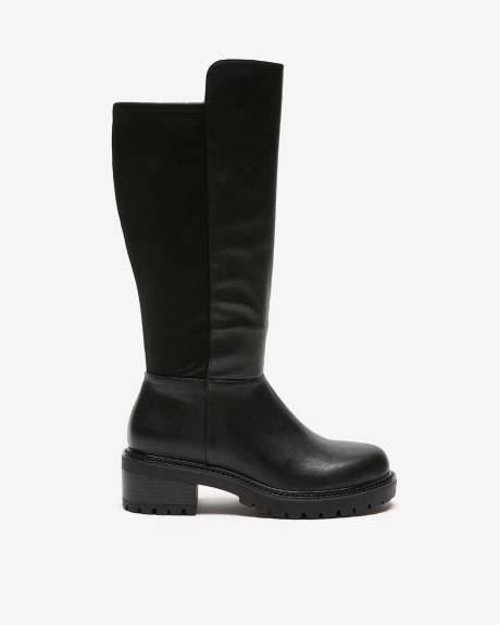 Extra Wide Width, Tall Black Faux Leather Boot with Extra Wide Calf