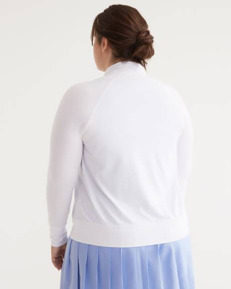 Mock-Neck Zipper Jacket with Raglan Sleeves - Active Zone