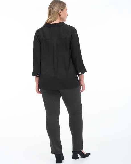 3/4 Sleeve Popover Tunic with Notch Collar - Addition Elle