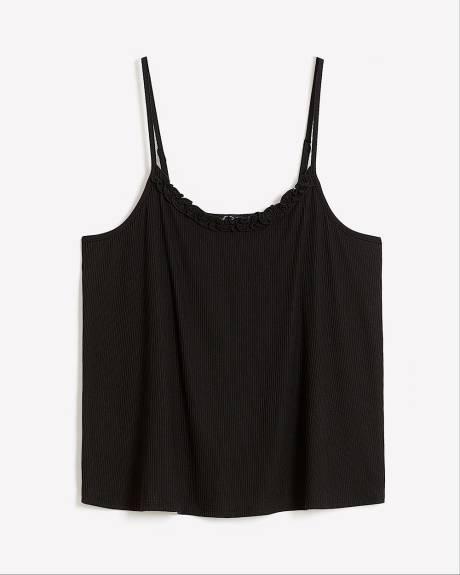 Camisole côtelée noire avec encolure festonnée - ti Voglio