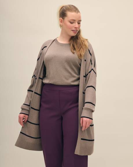 Cardigan côtelé à devant ouvert
