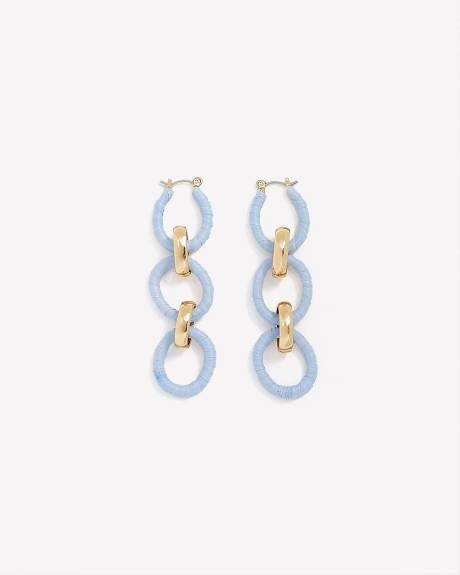 Blue Corded Linear Earrings