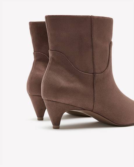 Extra Wide Width, Brown Microsuede Kitten-Heel Bootie