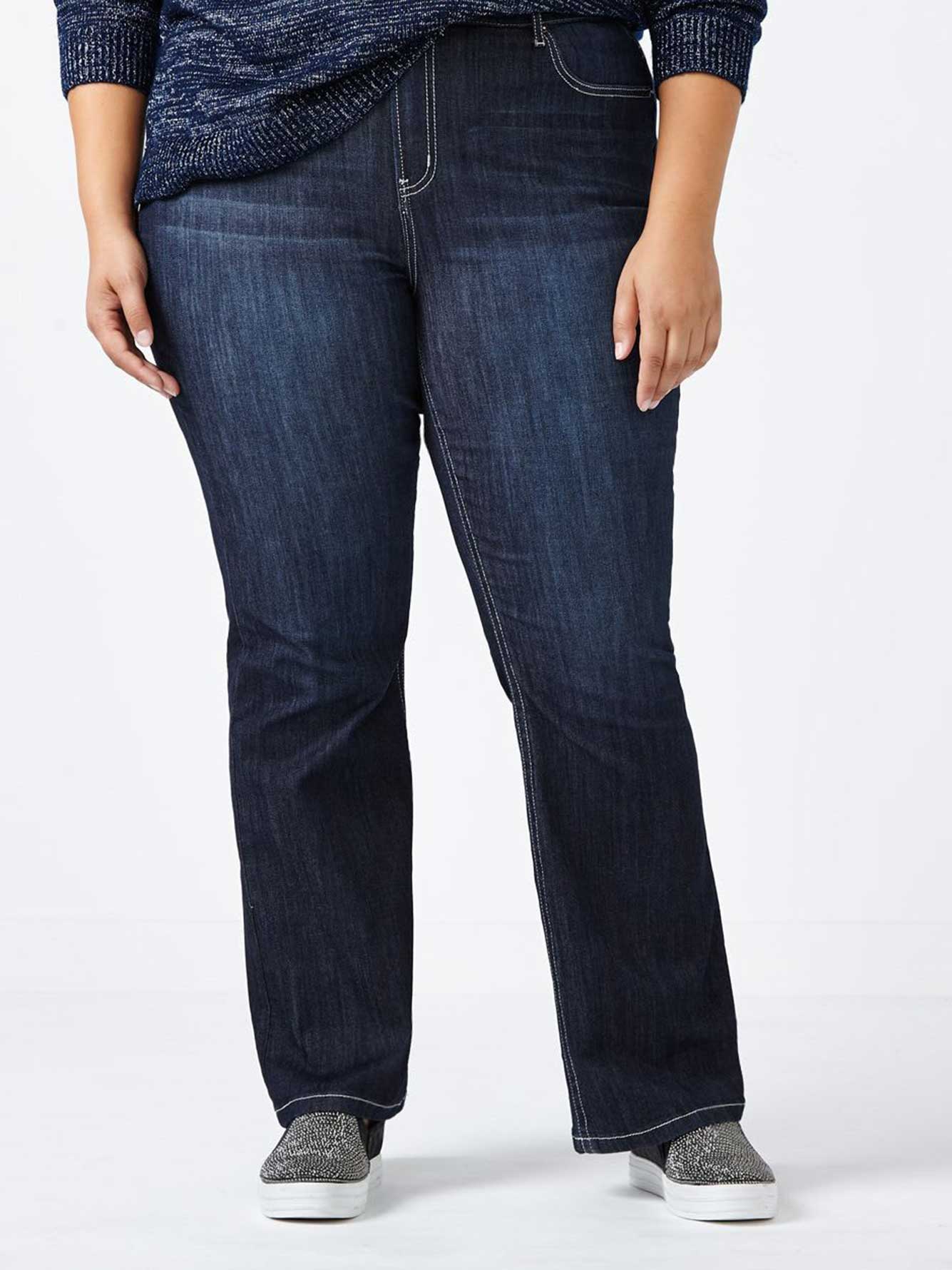 d/c JEANS Slightly Curvy Fit Bootcut Jean with Embroidery Penningtons
