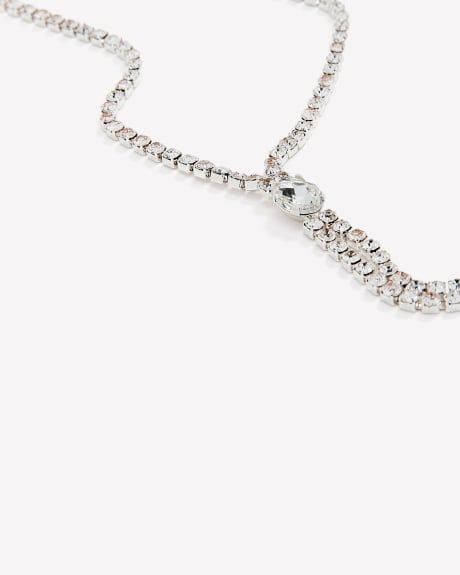 Two-Layer Silver Rhinestone Necklace - Addition Elle