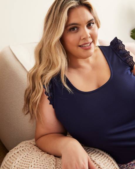 Camisole de pyjama avec petites manches à volants en dentelle - ti Voglio