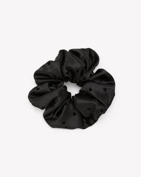 Black Heart-Print Hair Scrunchie