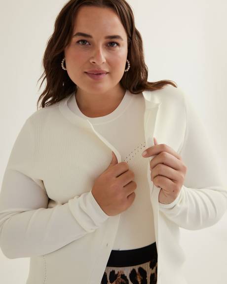 Buttoned Down Cardigan with Pointelle Stitches