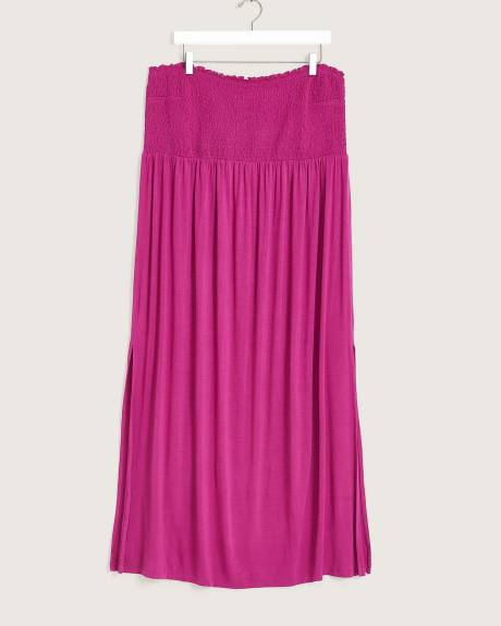 Robe cache-maillot maxi à smocks