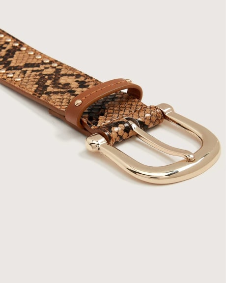 Studded Snake-Printed Belt - In Every Story
