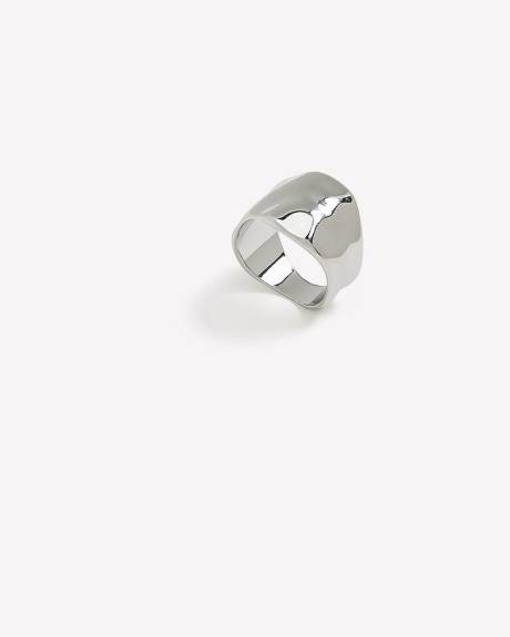 Silver Uneven Hammered Ring