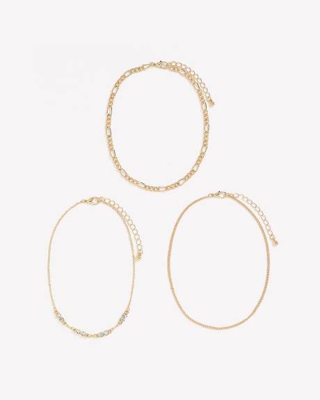 Bracelets de chevilles avec billes transparentes, ens. de 3