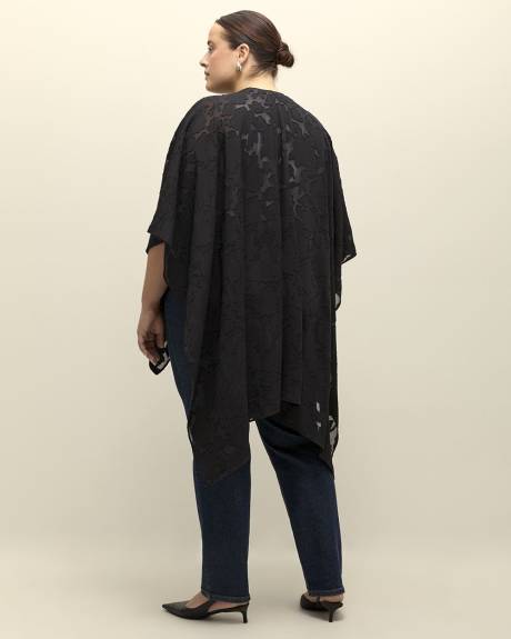 Black Lightweight Floral Textured Cape