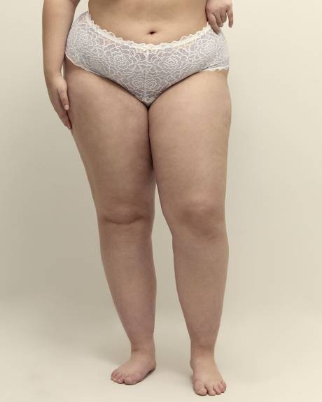 Two-Tone White Lace Full Brief - Déesse Collection