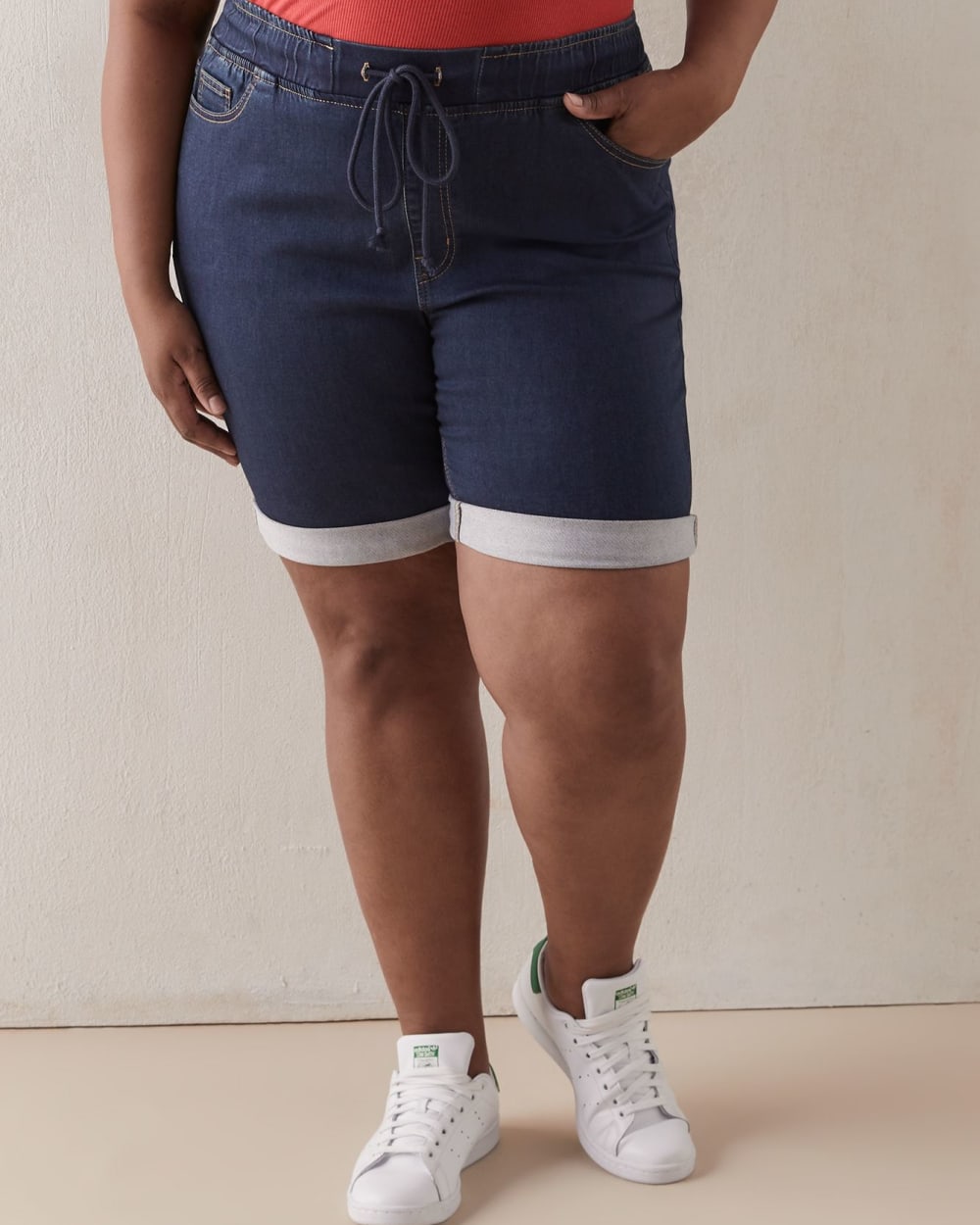 PullOn Stretch KnitLike Denim Bermuda Shorts d/C Jeans Penningtons