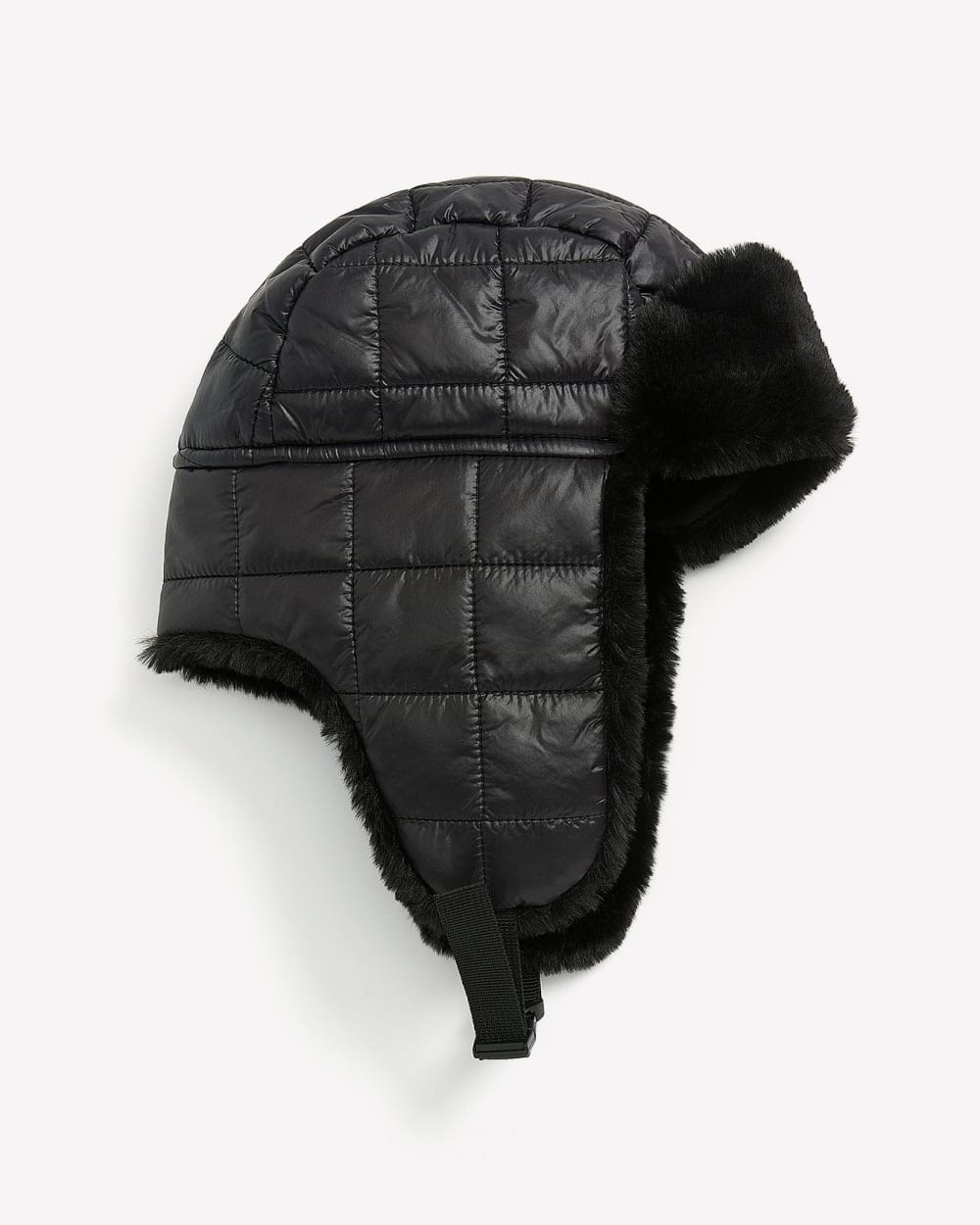 Black Quilted Nylon Trapper Hat